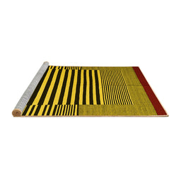 Sideview of Machine Washable Abstract Yellow Contemporary Rug, wshcon1705yw