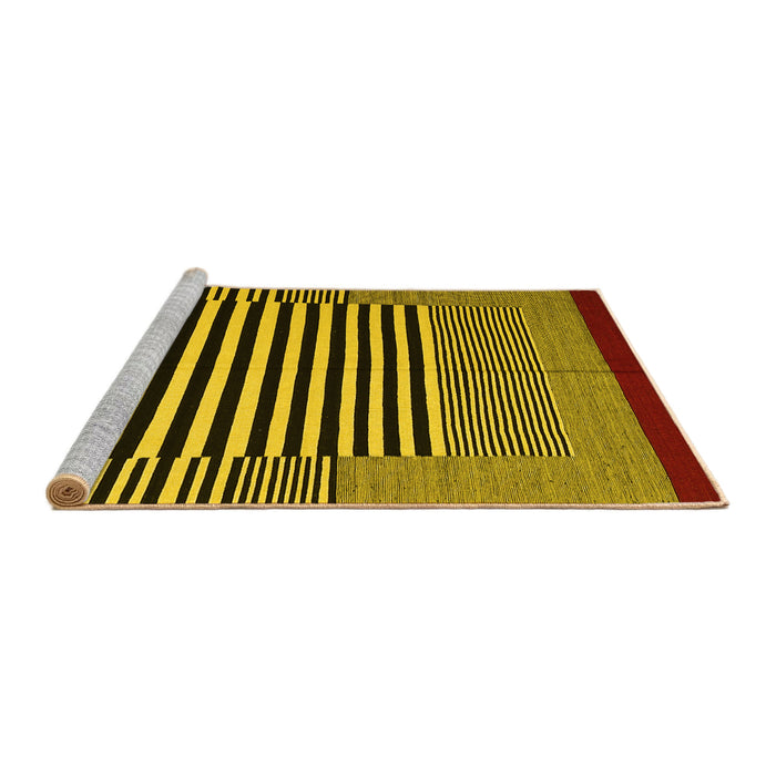 Sideview of Machine Washable Abstract Yellow Contemporary Rug, wshcon1705yw