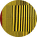 Round Machine Washable Abstract Yellow Contemporary Rug, wshcon1705yw