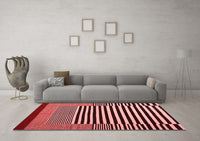 Machine Washable Abstract Red Contemporary Rug, wshcon1705red