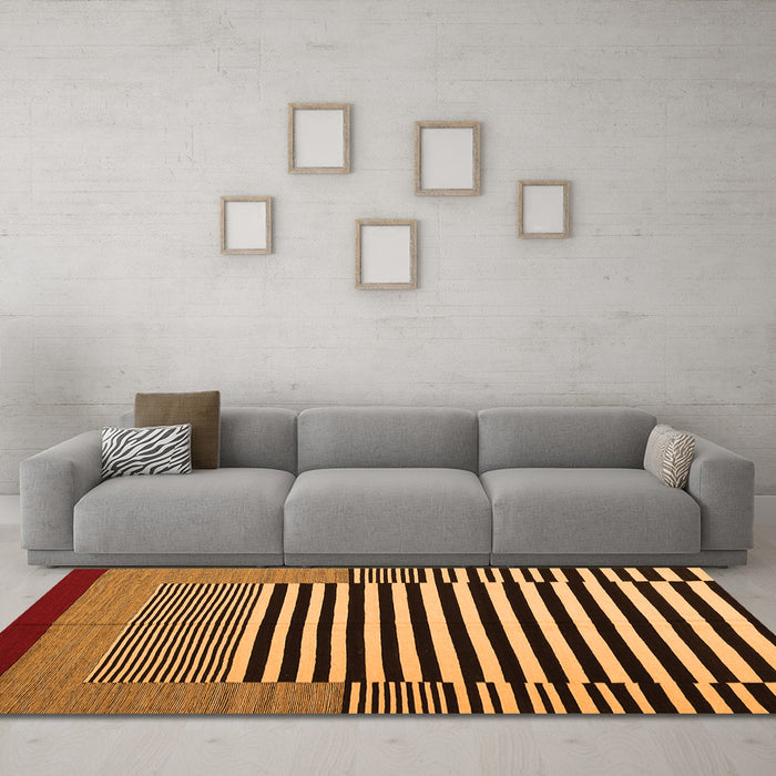 Machine Washable Abstract Orange Contemporary Area Rugs in a Living Room, wshcon1705org