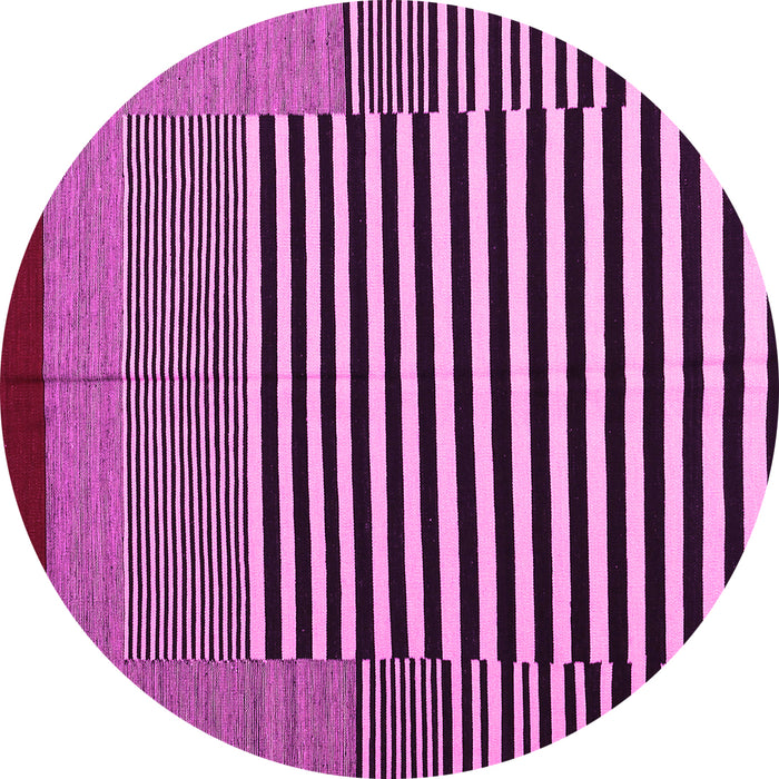 Round Machine Washable Abstract Pink Contemporary Rug, wshcon1705pnk