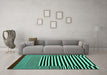 Machine Washable Abstract Turquoise Contemporary Area Rugs in a Living Room,, wshcon1705turq