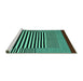 Sideview of Machine Washable Abstract Turquoise Contemporary Area Rugs, wshcon1705turq