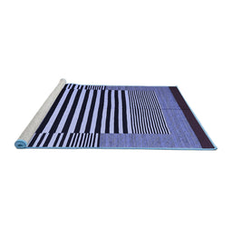 Sideview of Machine Washable Abstract Blue Contemporary Rug, wshcon1705blu