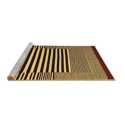 Sideview of Machine Washable Abstract Brown Contemporary Rug, wshcon1705brn