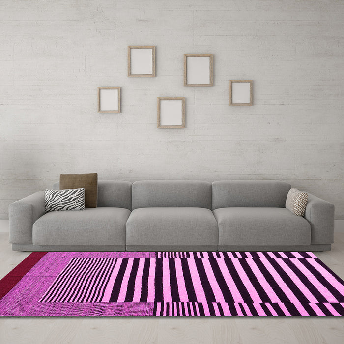 Machine Washable Abstract Pink Contemporary Rug in a Living Room, wshcon1705pnk
