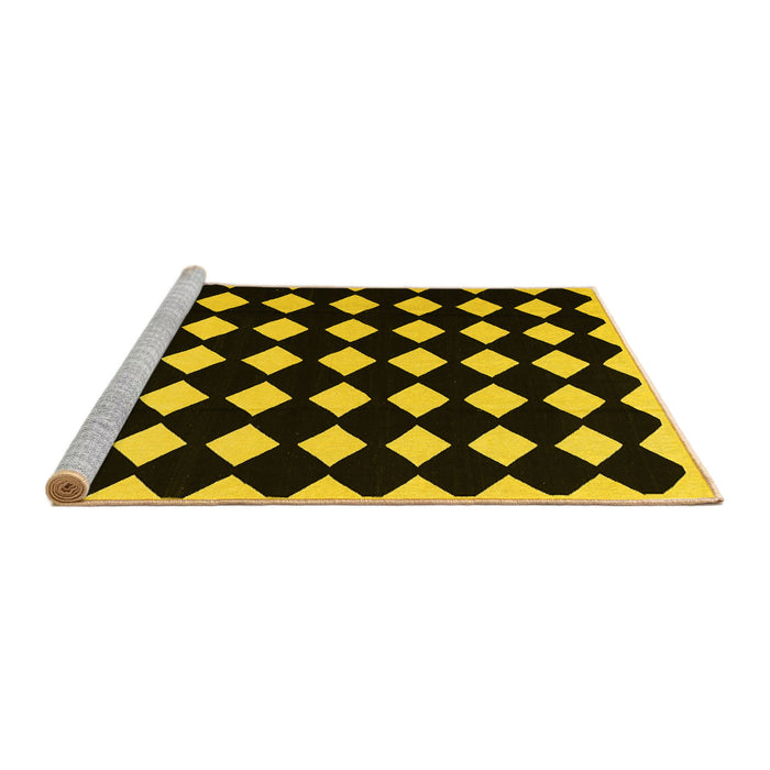 Sideview of Machine Washable Abstract Yellow Contemporary Rug, wshcon1706yw