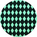 Round Machine Washable Abstract Turquoise Contemporary Area Rugs, wshcon1706turq