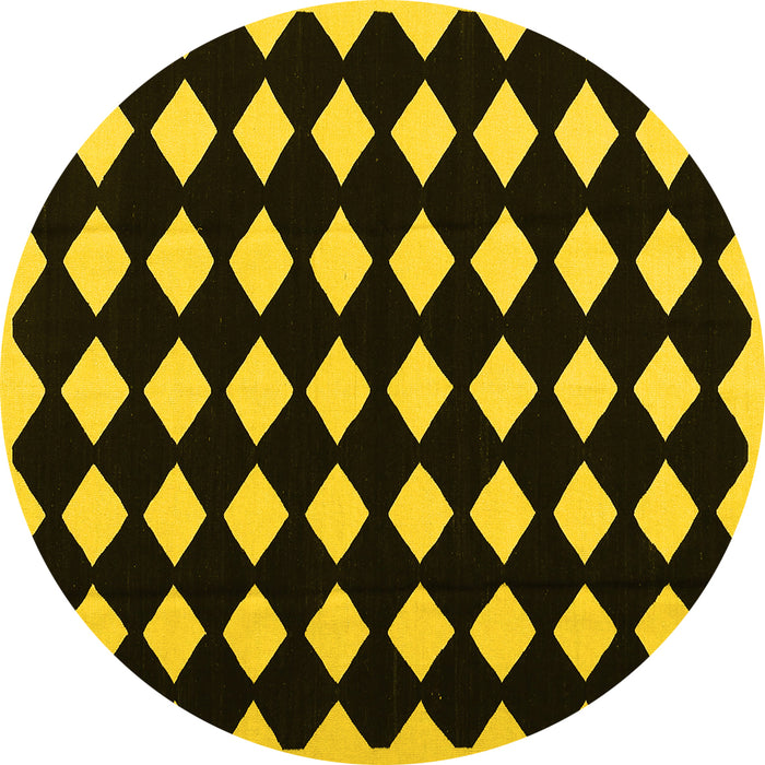 Round Abstract Yellow Contemporary Rug, con1706yw