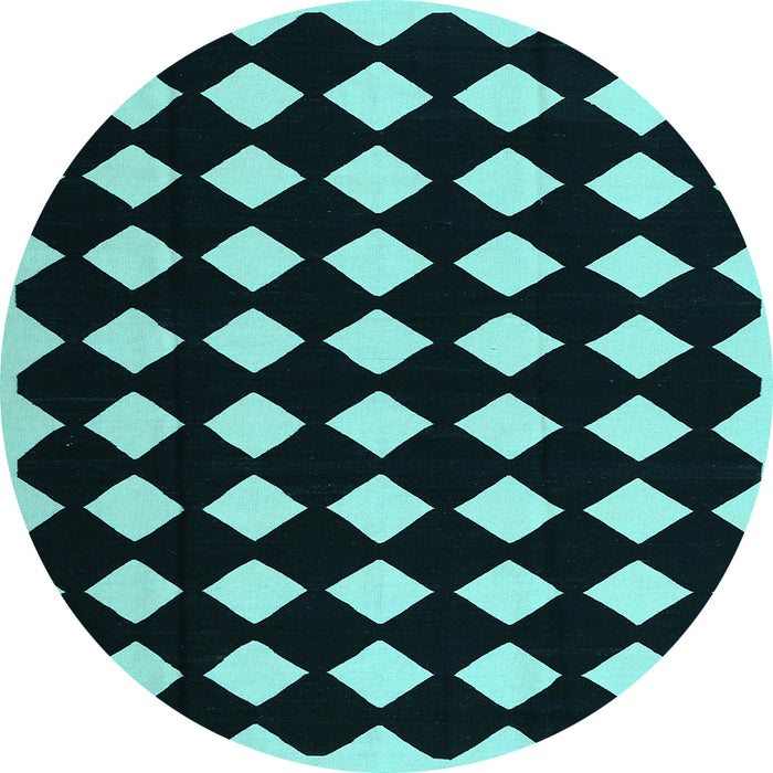 Round Abstract Light Blue Contemporary Rug, con1706lblu
