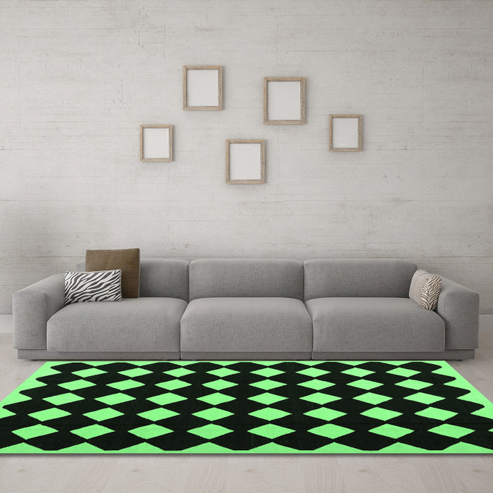 Machine Washable Abstract Emerald Green Contemporary Area Rugs in a Living Room,, wshcon1706emgrn