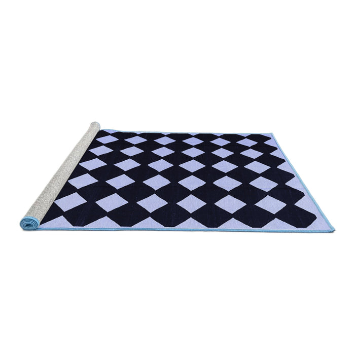Sideview of Machine Washable Abstract Blue Contemporary Rug, wshcon1706blu