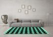 Machine Washable Abstract Turquoise Contemporary Area Rugs in a Living Room,, wshcon1706turq