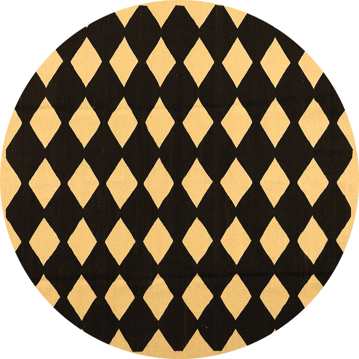Round Abstract Brown Contemporary Rug, con1706brn