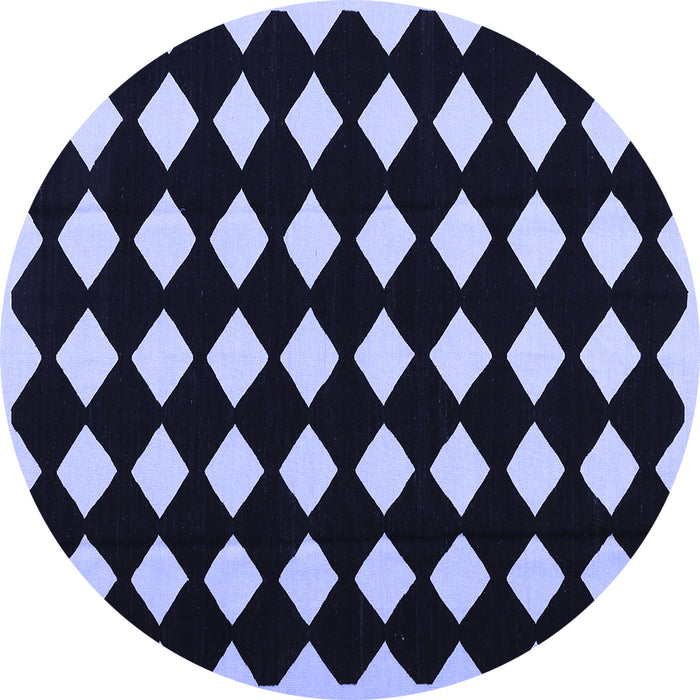 Round Abstract Blue Contemporary Rug, con1706blu