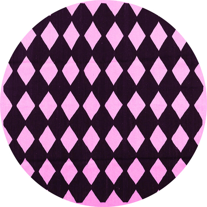 Round Abstract Pink Contemporary Rug, con1706pnk