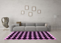 Machine Washable Abstract Pink Contemporary Rug, wshcon1706pnk