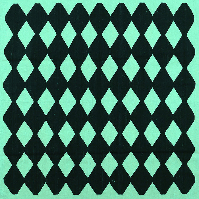 Square Machine Washable Abstract Turquoise Contemporary Area Rugs, wshcon1706turq