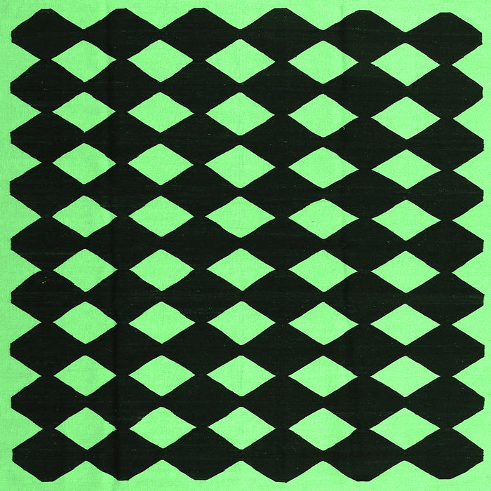 Square Machine Washable Abstract Emerald Green Contemporary Area Rugs, wshcon1706emgrn