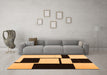 Machine Washable Abstract Orange Contemporary Area Rugs in a Living Room, wshcon1707org