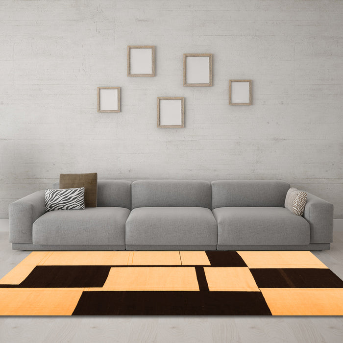 Machine Washable Abstract Orange Contemporary Area Rugs in a Living Room, wshcon1707org