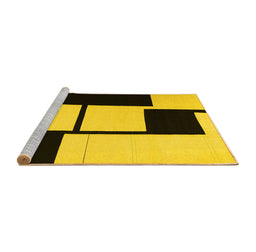 Sideview of Machine Washable Abstract Yellow Contemporary Rug, wshcon1707yw