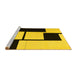 Sideview of Machine Washable Abstract Yellow Contemporary Rug, wshcon1707yw