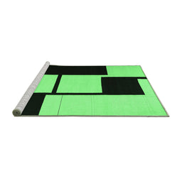 Sideview of Machine Washable Abstract Emerald Green Contemporary Area Rugs, wshcon1707emgrn