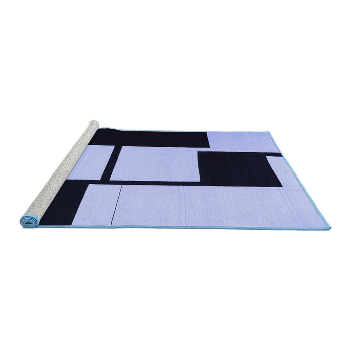 Sideview of Machine Washable Abstract Blue Contemporary Rug, wshcon1707blu