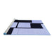 Sideview of Machine Washable Abstract Blue Contemporary Rug, wshcon1707blu