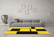 Machine Washable Abstract Yellow Contemporary Rug in a Living Room, wshcon1707yw