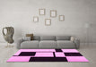 Machine Washable Abstract Pink Contemporary Rug in a Living Room, wshcon1707pnk