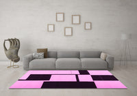 Machine Washable Abstract Pink Contemporary Rug, wshcon1707pnk