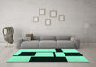 Machine Washable Abstract Turquoise Contemporary Area Rugs in a Living Room,, wshcon1707turq