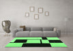 Machine Washable Abstract Emerald Green Contemporary Area Rugs in a Living Room,, wshcon1707emgrn