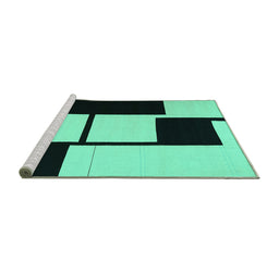 Sideview of Machine Washable Abstract Turquoise Contemporary Area Rugs, wshcon1707turq