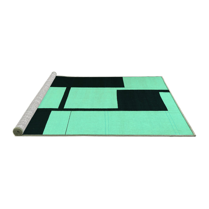 Sideview of Machine Washable Abstract Turquoise Contemporary Area Rugs, wshcon1707turq