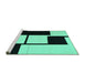 Sideview of Machine Washable Abstract Turquoise Contemporary Area Rugs, wshcon1707turq