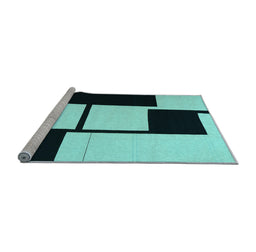 Sideview of Machine Washable Abstract Light Blue Contemporary Rug, wshcon1707lblu