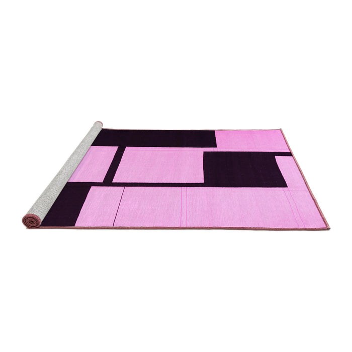 Sideview of Machine Washable Abstract Pink Contemporary Rug, wshcon1707pnk