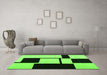 Machine Washable Abstract Green Contemporary Area Rugs in a Living Room,, wshcon1707grn