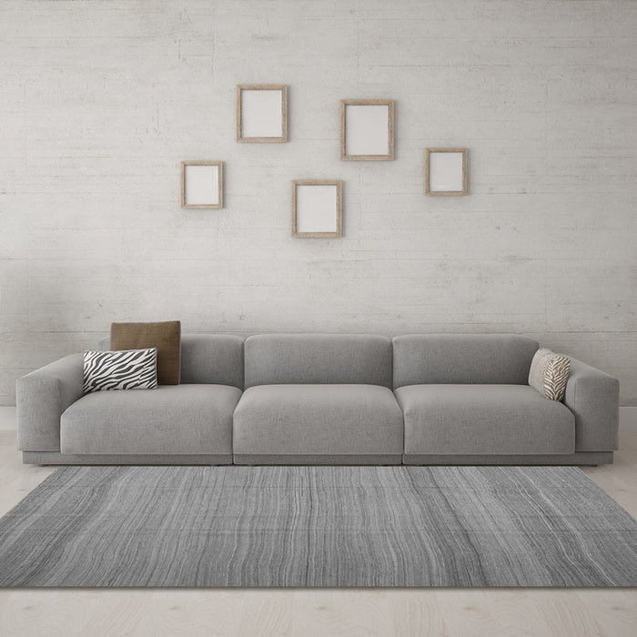 Machine Washable Abstract Gray Contemporary Rug in a Living Room,, wshcon1708gry