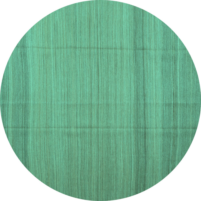 Round Abstract Turquoise Contemporary Rug, con1708turq