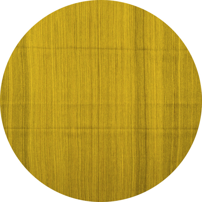 Round Abstract Yellow Contemporary Rug, con1708yw