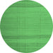 Round Machine Washable Abstract Emerald Green Contemporary Area Rugs, wshcon1708emgrn