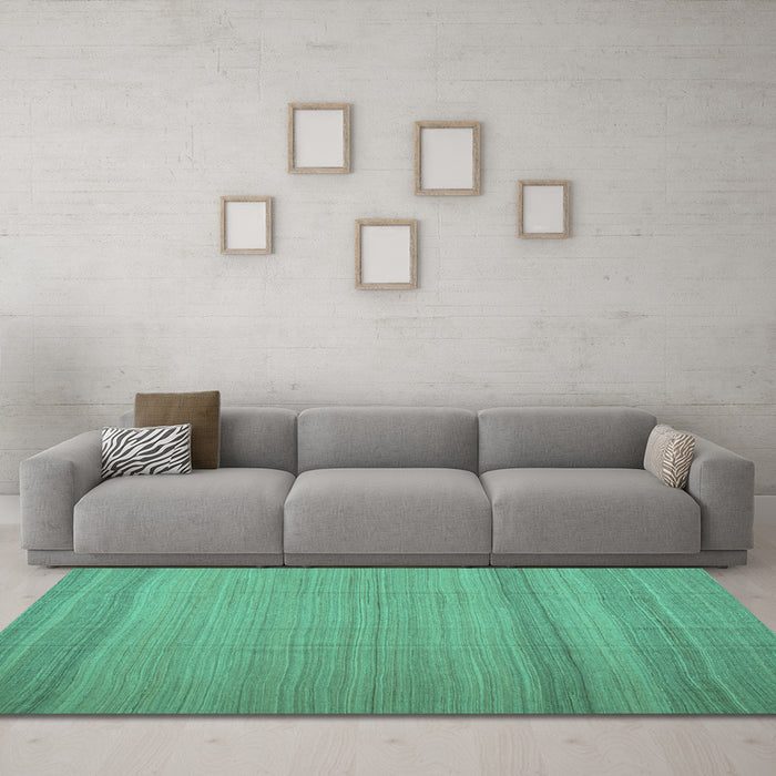 Machine Washable Abstract Turquoise Contemporary Area Rugs in a Living Room,, wshcon1708turq