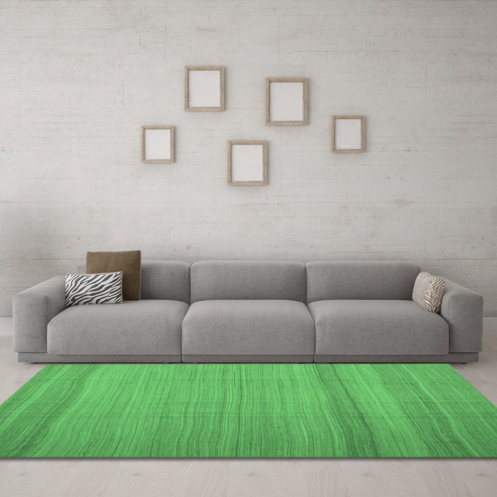 Machine Washable Abstract Emerald Green Contemporary Area Rugs in a Living Room,, wshcon1708emgrn