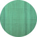 Round Machine Washable Abstract Turquoise Contemporary Area Rugs, wshcon1708turq