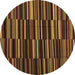 Round Abstract Brown Contemporary Rug, con1709brn